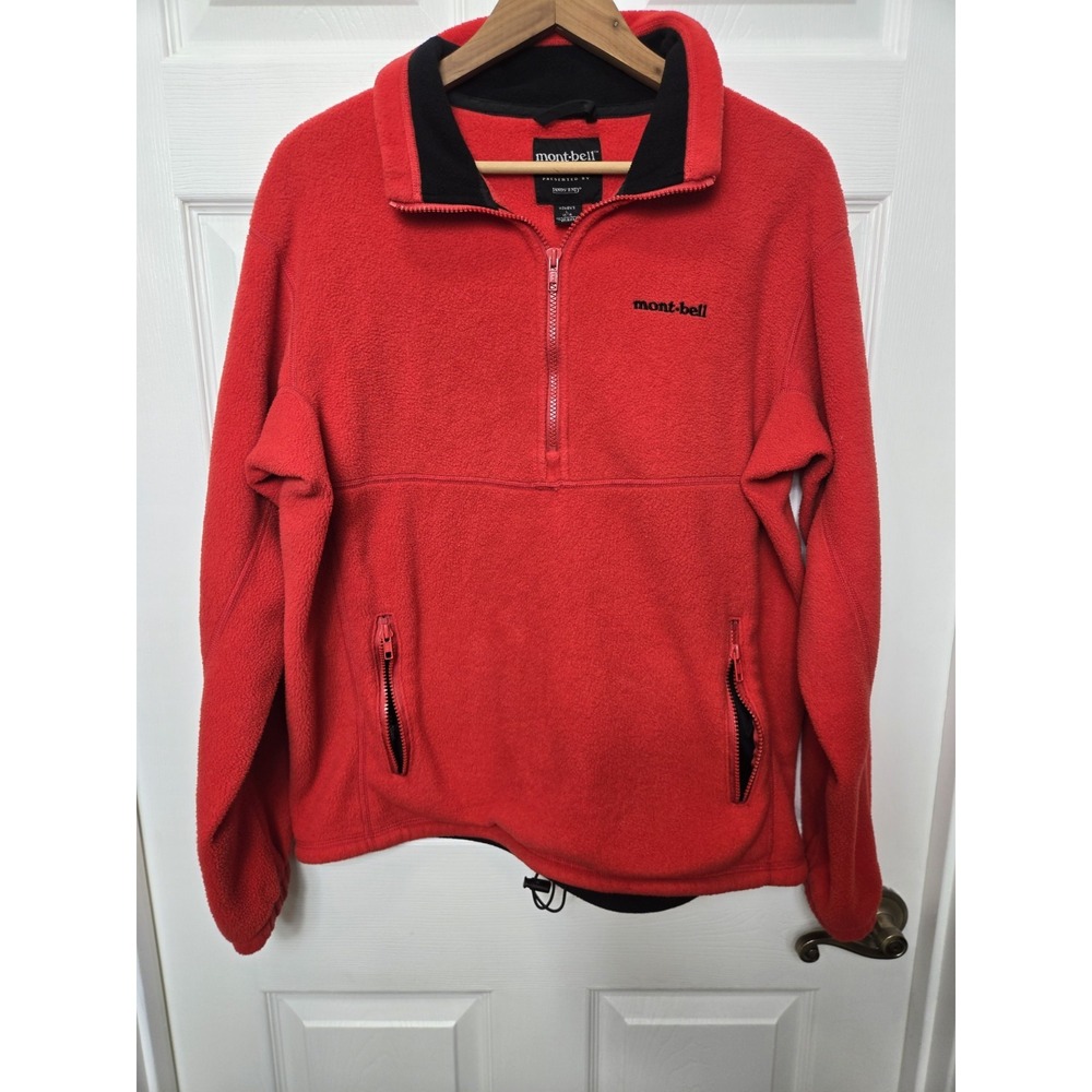 Montbell Lands End Fleece Made In USA Jacket Womens LARGE Red Half Zip